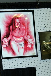 lots of great artists sell their work in the dealer rooms- here's an awesome portrait of Marilyn Burns from The Texas Chain Saw Massacre